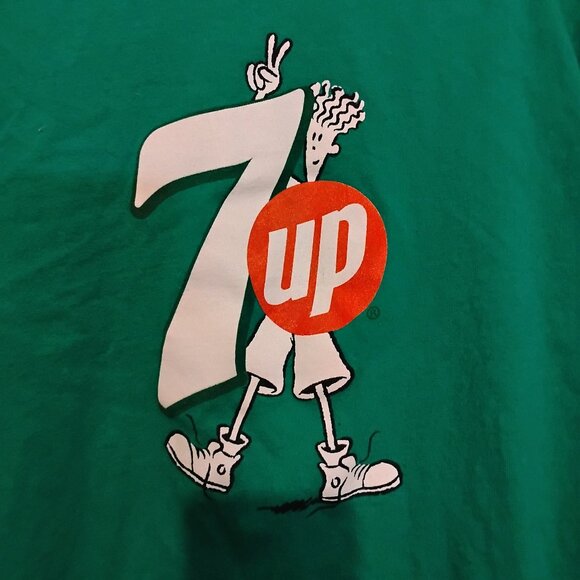 Men's Green Vintage Large 90s 7-Up Fido Dido Promo -T-Shirt Soda Pop - Picture 1 of 4